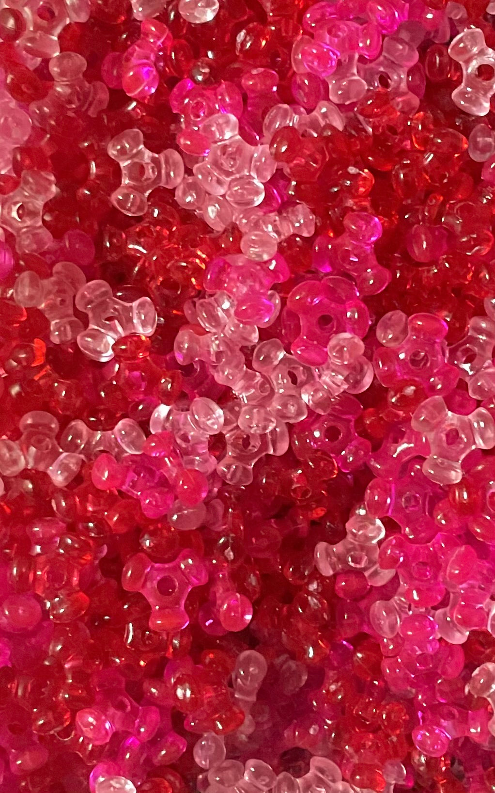 Transparent Valentines Tri-Beads