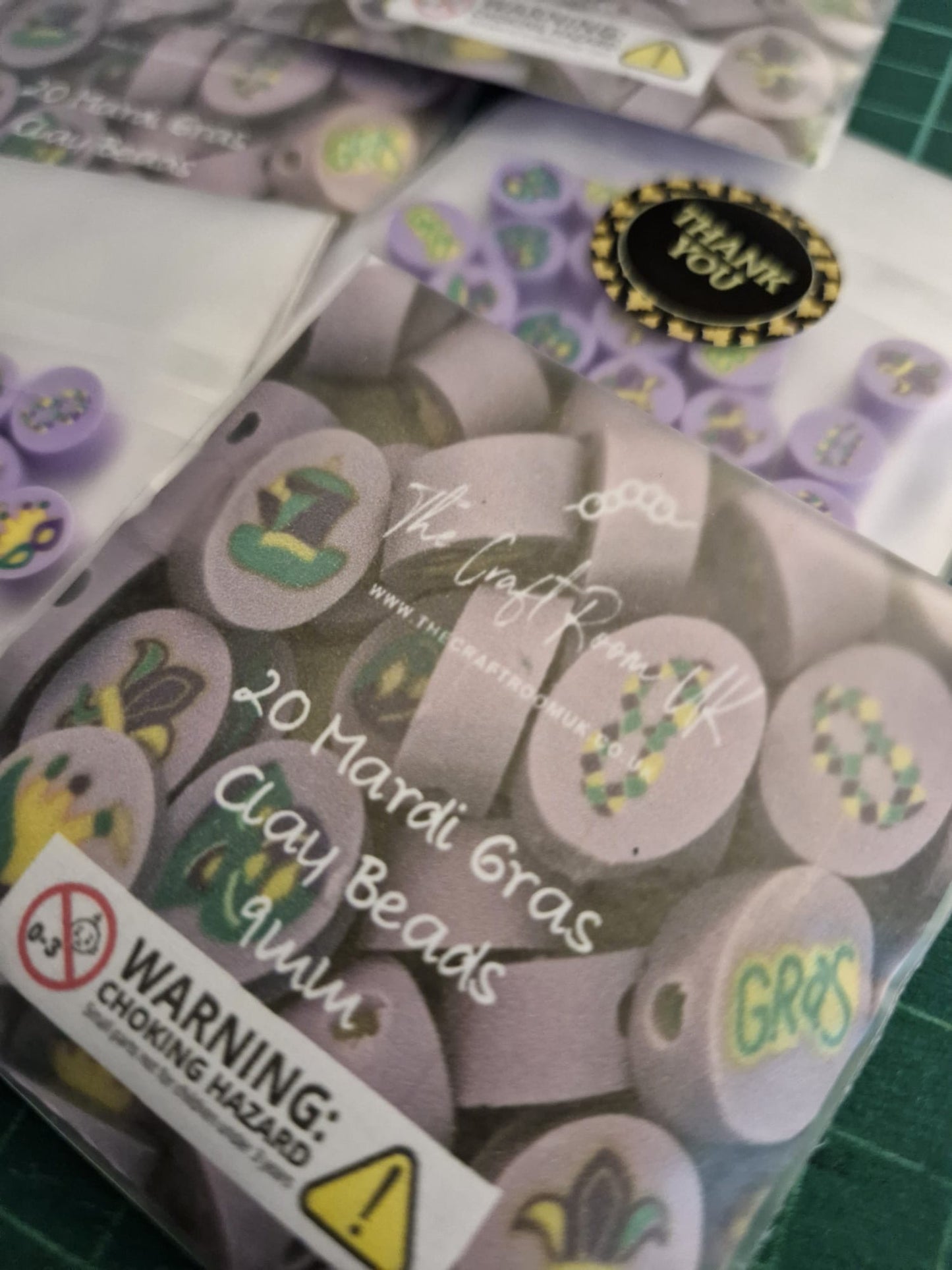 Mardi Gras Polymer Clay Beads