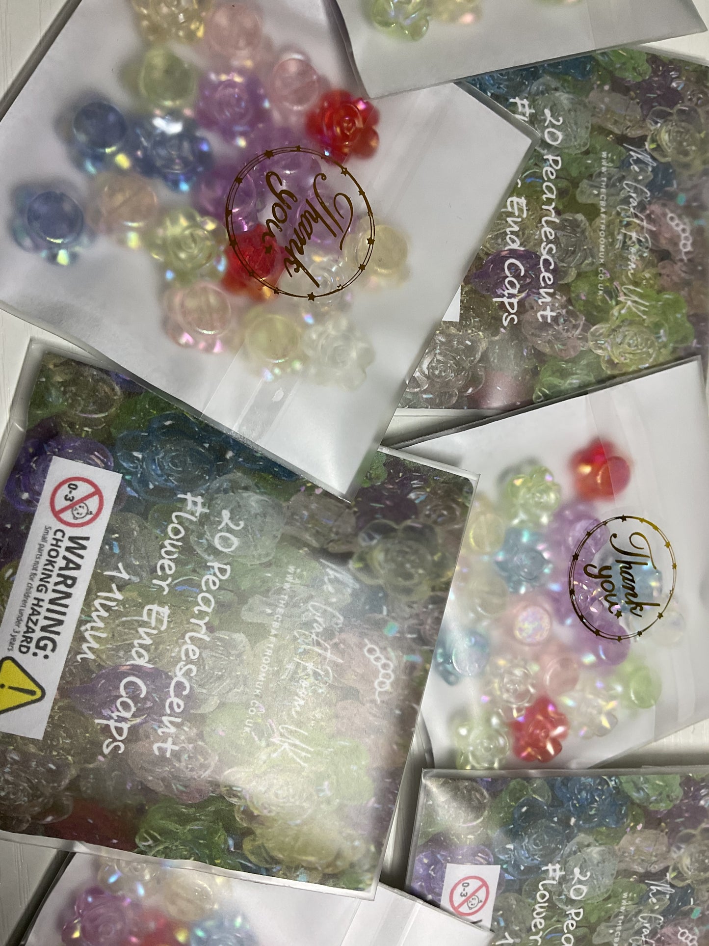 Pearlescent Flower End Caps
