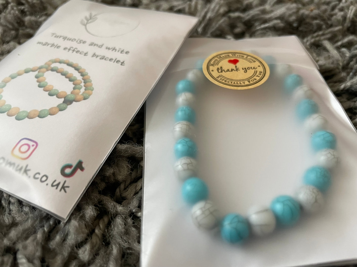 Turquoise and White Marble Effect Bracelet
