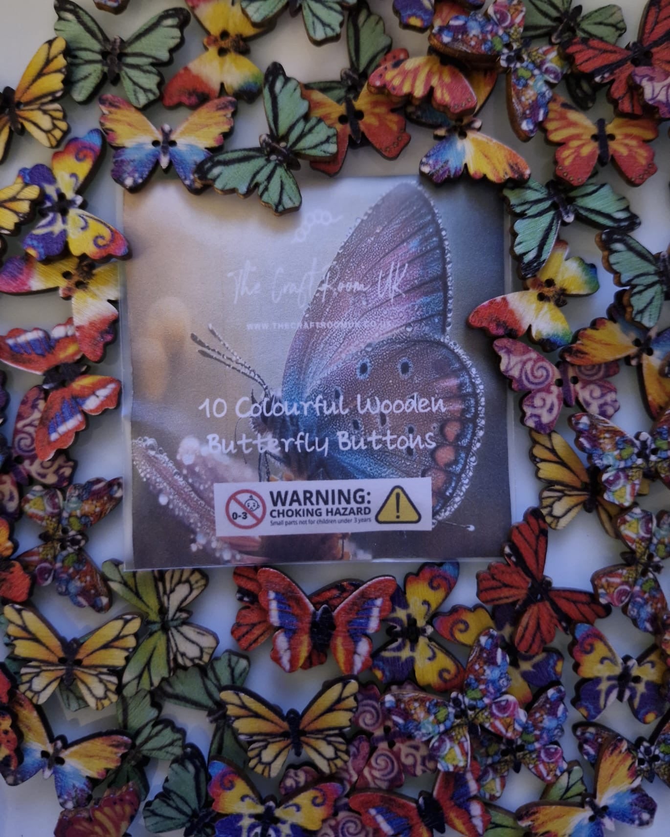 Colourful Wooden Butterfly Buttons