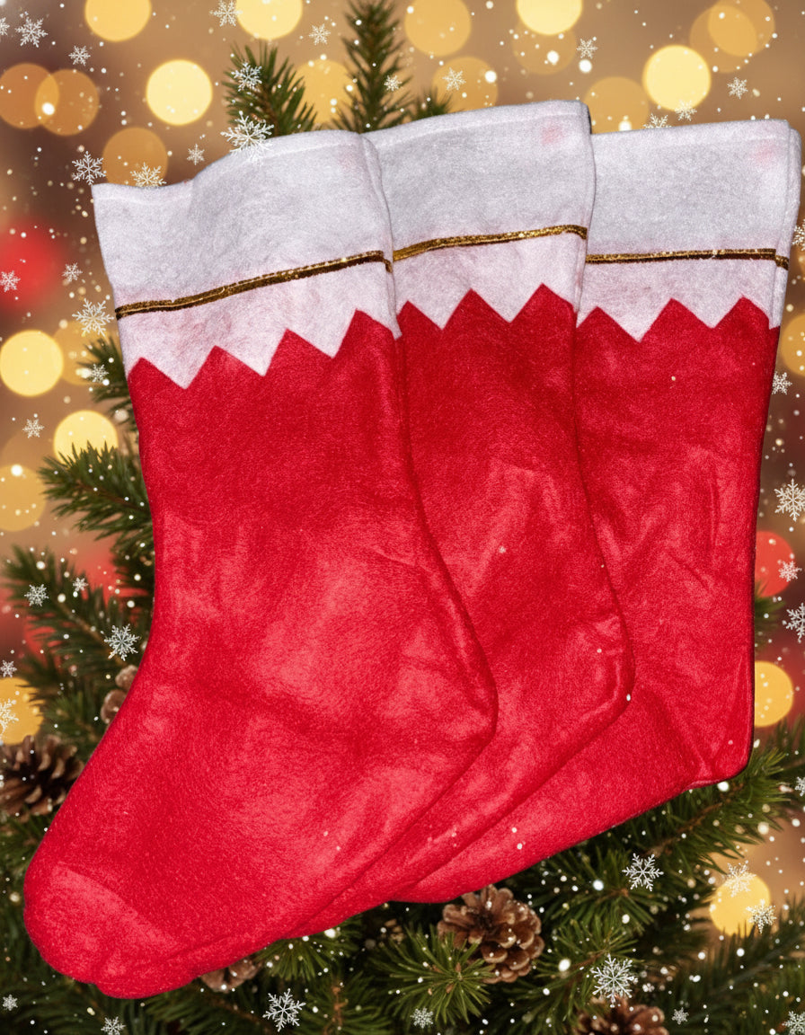 Red Felt Christmas Stockings (3 Pack)