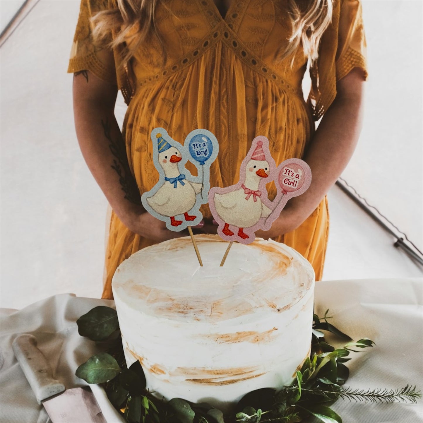 Cute Geese Baby Shower Cupcake Toppers