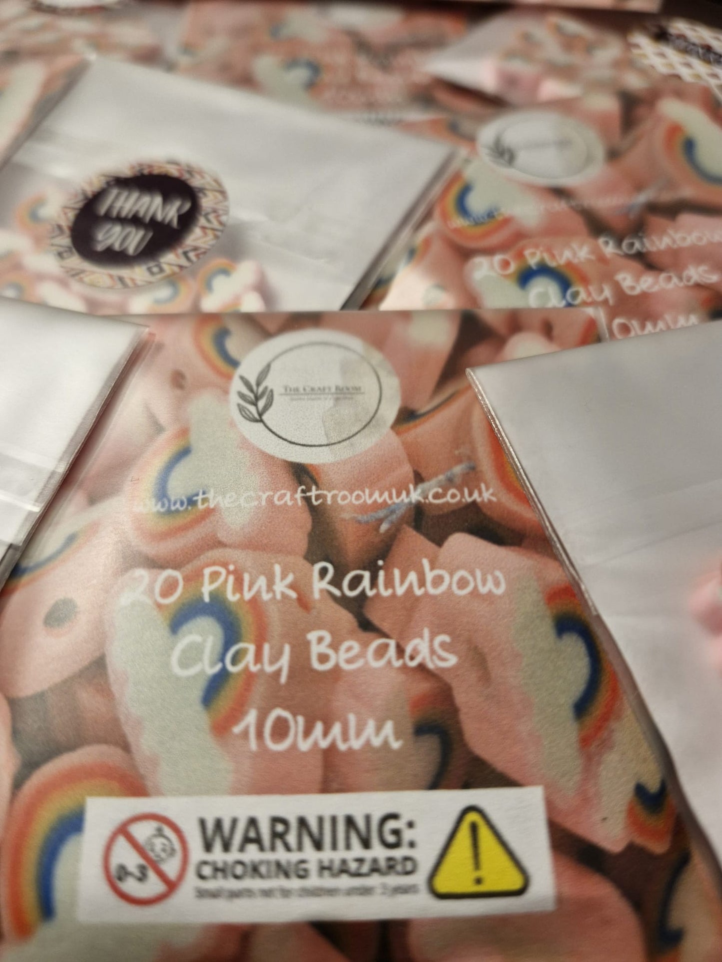 Pink Rainbow Clay Beads