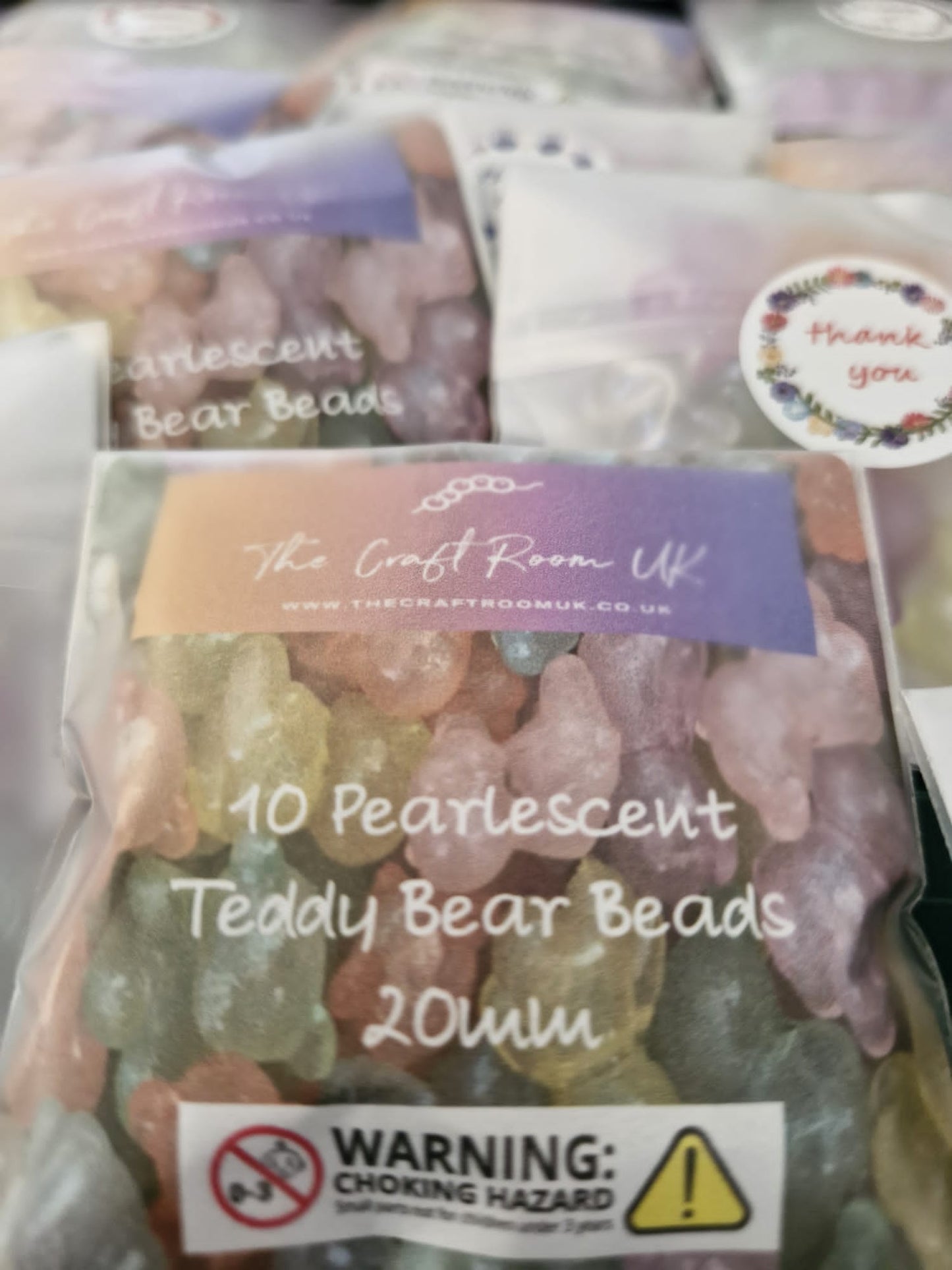 Pearlescent Teddy Bear Beads