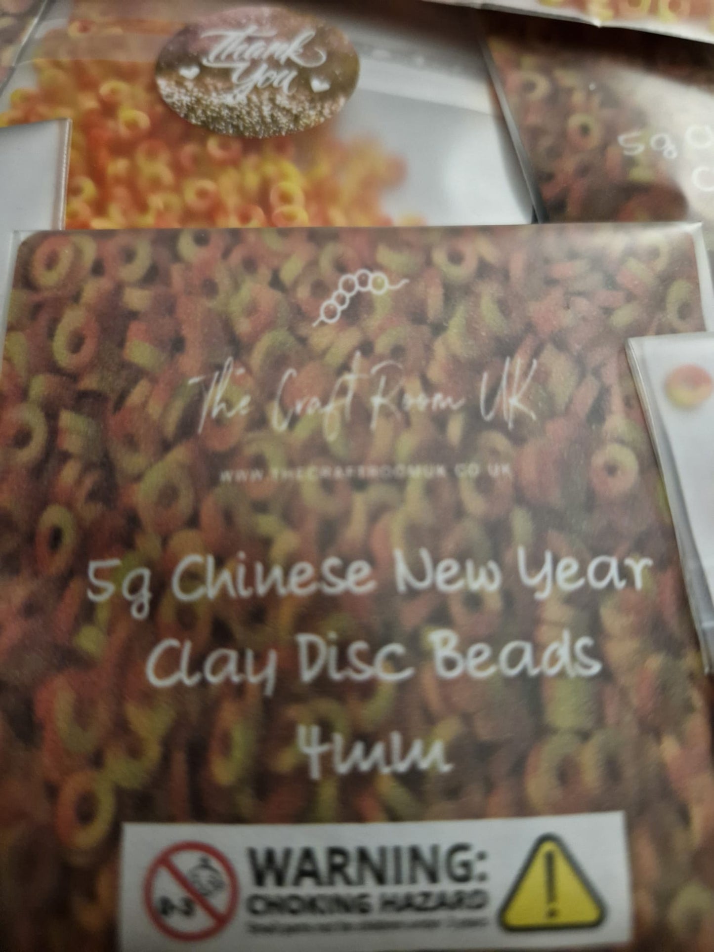 Chinese New Year Polymer Clay Disc Beads