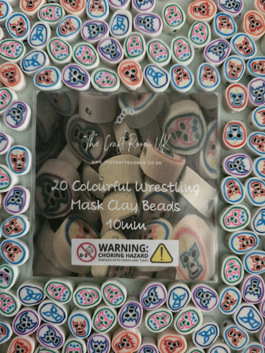 Colourful Wrestling Mask Clay Beads