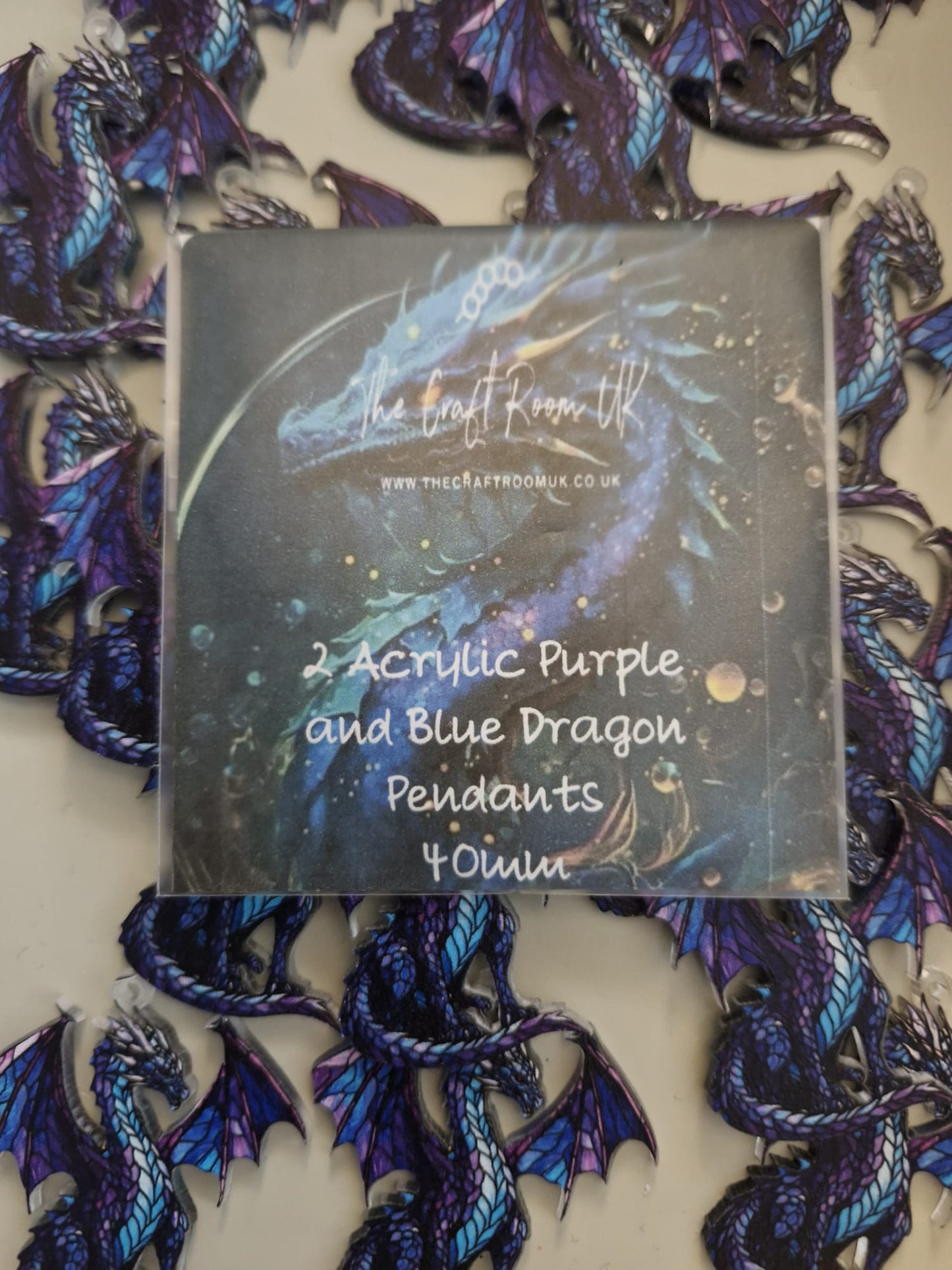 Acrylic Purple and Blue Dragon Pendants