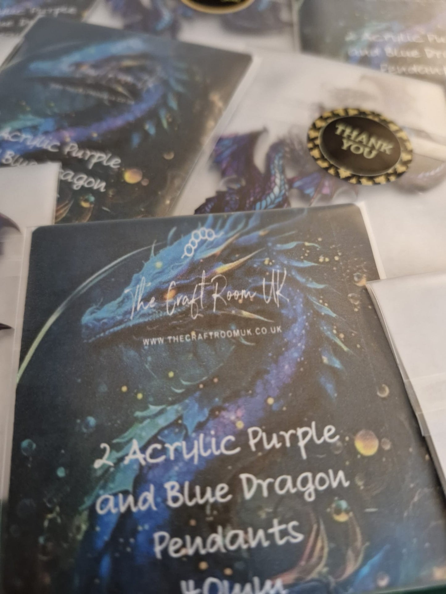 Acrylic Purple and Blue Dragon Pendants