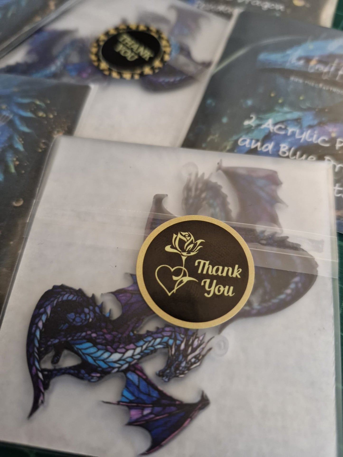 Acrylic Purple and Blue Dragon Pendants