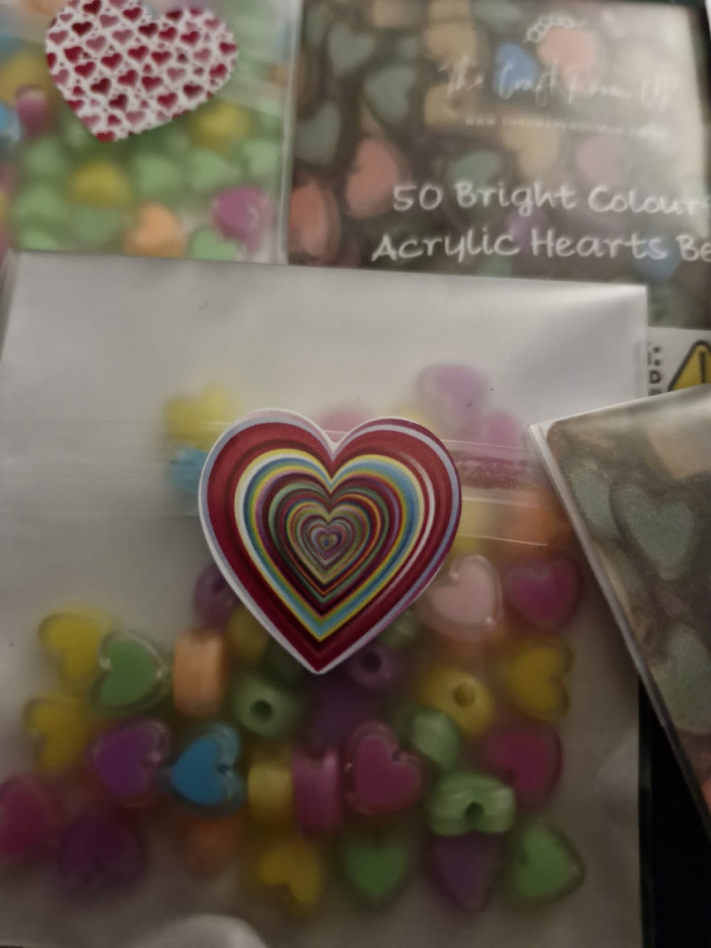 Bright Colourful Acrylic Heart Beads