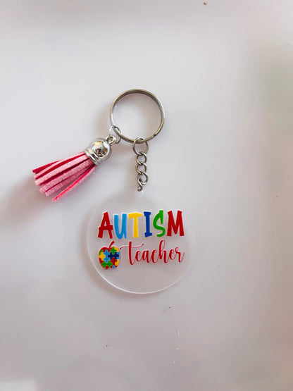 Acrylic Autism Awareness Keyring