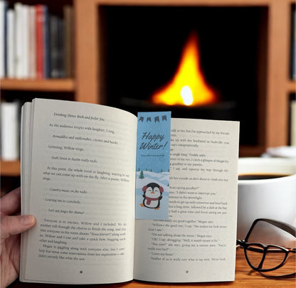 Christmas Penguin Themed Laminated Bookmarks