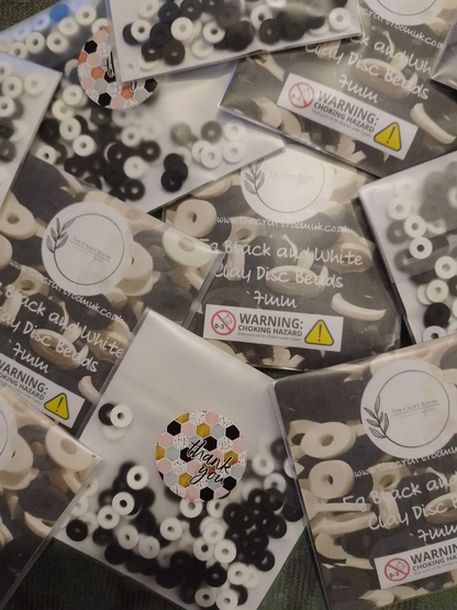 Black and White Clay Disc Beads - The Craft Room UK