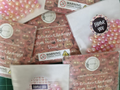 Gradient Red and Pink Pearl Beads - The Craft Room UK