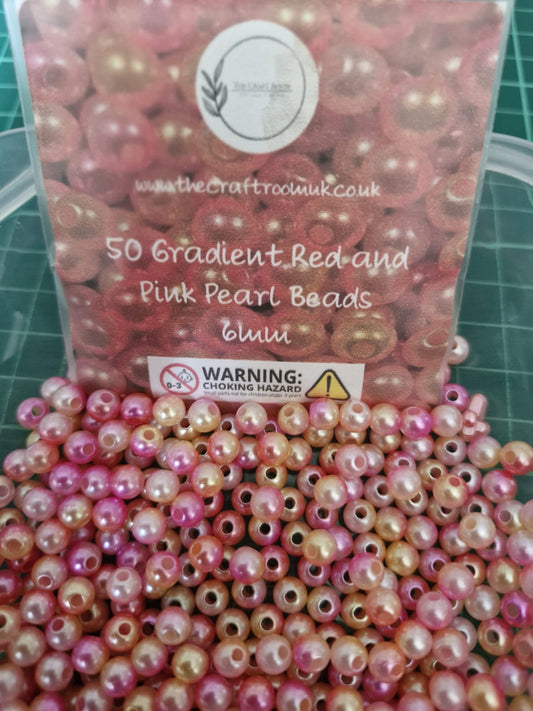 Gradient Red and Pink Pearl Beads - The Craft Room UK