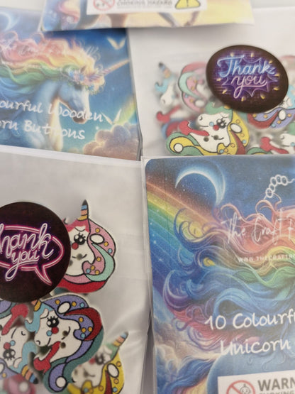 Colourful Wooden Unicorn Buttons