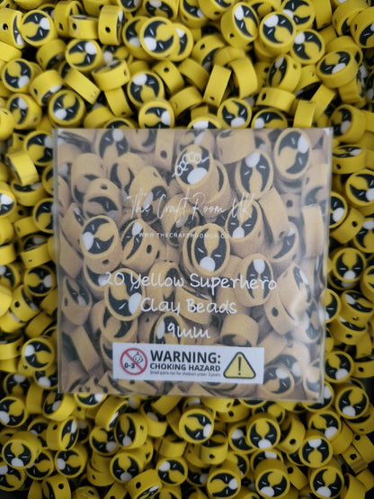 Red and Yellow Superhero Polymer Clay Beads