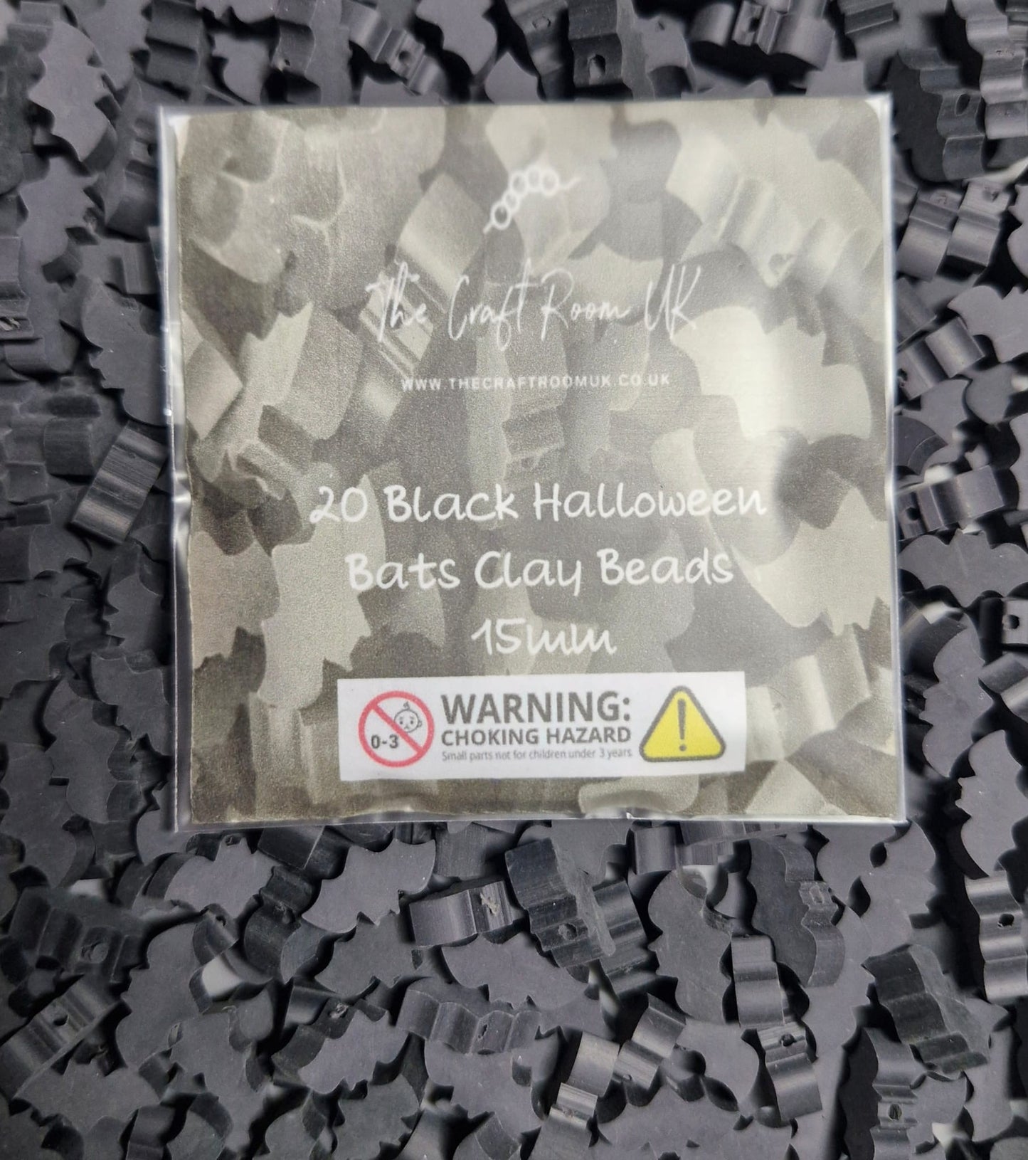 Black Halloween Bat Shaped Polymer Clay Beads