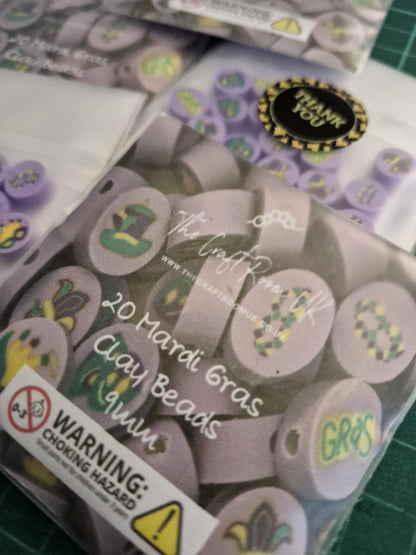 Mardi Gras Polymer Clay Beads