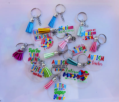 Acrylic Autism Awareness Keyring