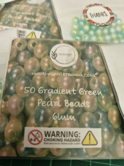 Gradient Green Pearl Beads - The Craft Room UK