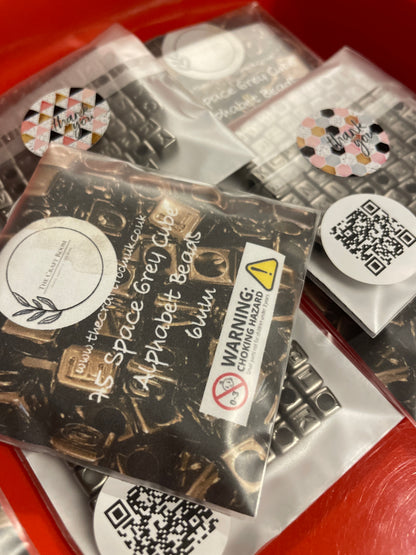 Space Grey Cube Alphabet Beads - The Craft Room UK