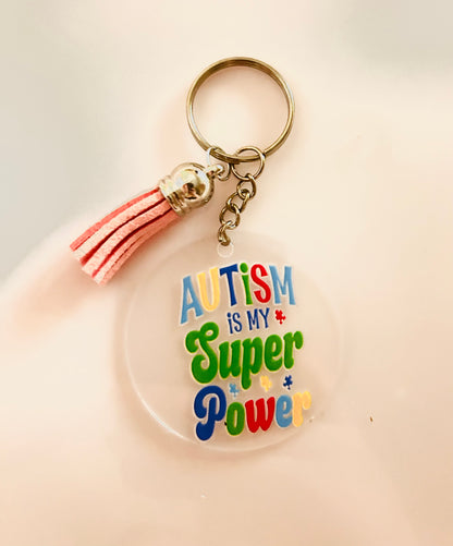 Acrylic Autism Awareness Keyring