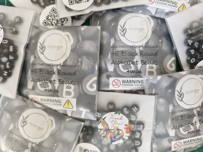Black Round Alphabet Beads - The Craft Room UK