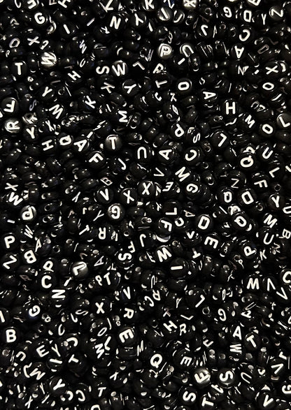 Black White Letter Alphabet Coin Beads