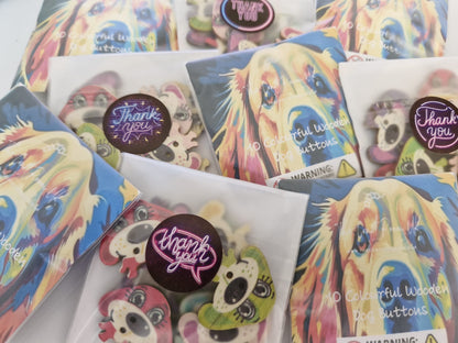 Colourful Wooden Dog Buttons