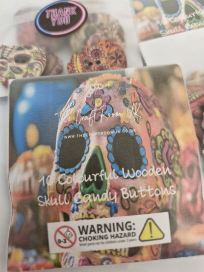 Colourful Wooden Skull Candy Buttons