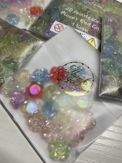 Pearlescent Flower End Caps