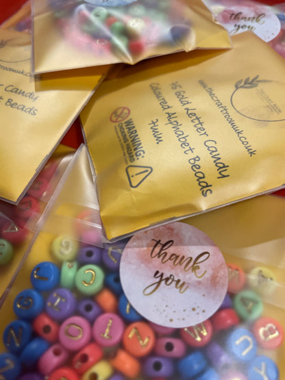 Gold Letter Candy Coloured Alphabet Beads