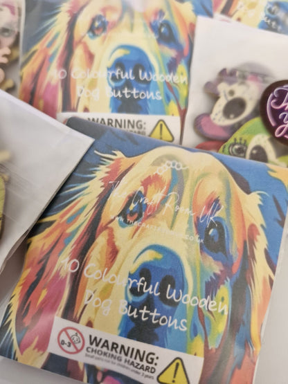 Colourful Wooden Dog Buttons