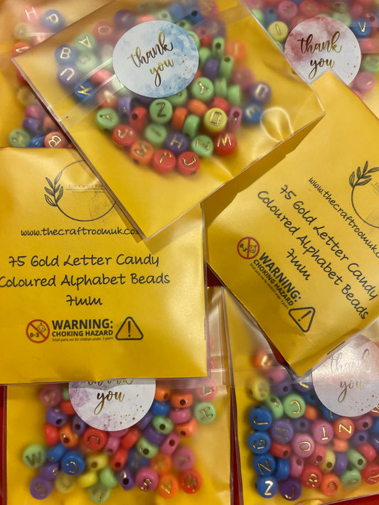 Gold Letter Candy Coloured Alphabet Beads