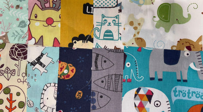 10 Kids Fabric Fat Quarter Squares