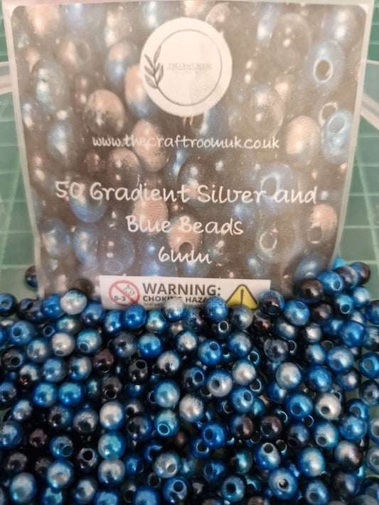 Gradient Silver and Blue Pearl Beads - The Craft Room UK