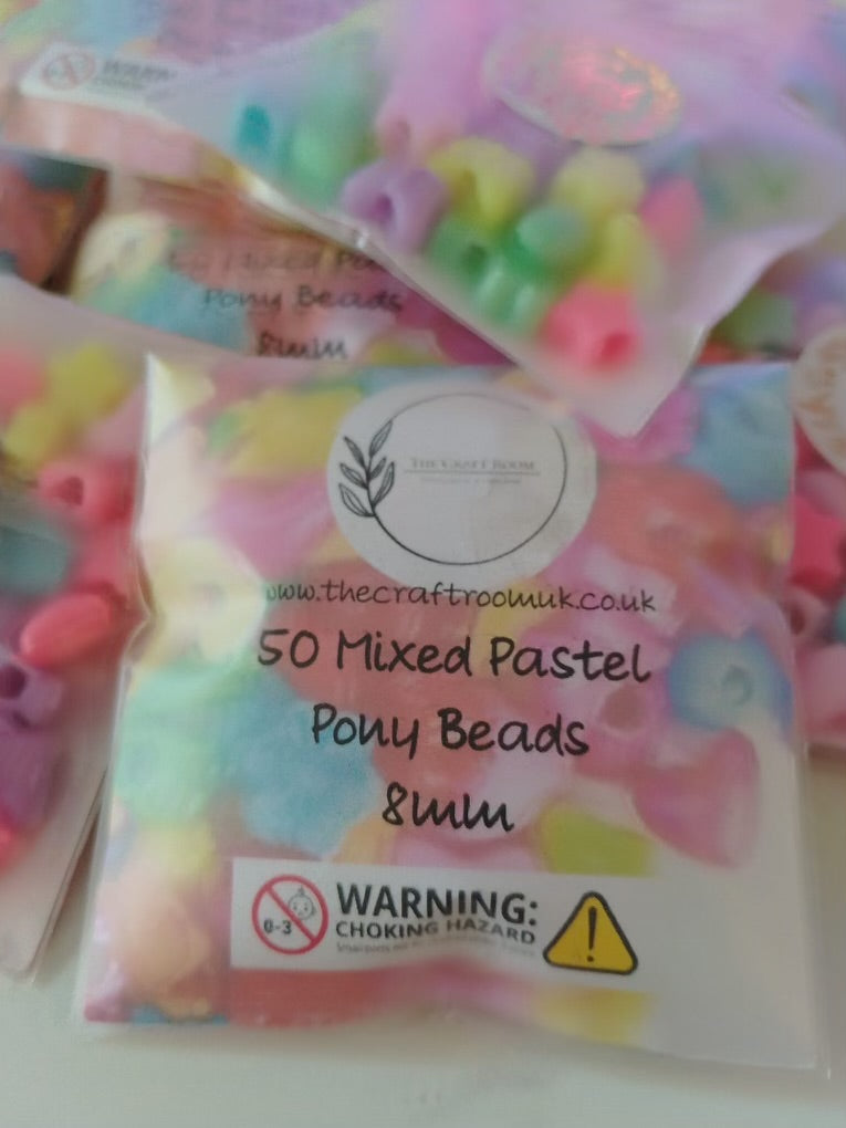 Pastel Mixed Pony Beads - The Craft Room UK