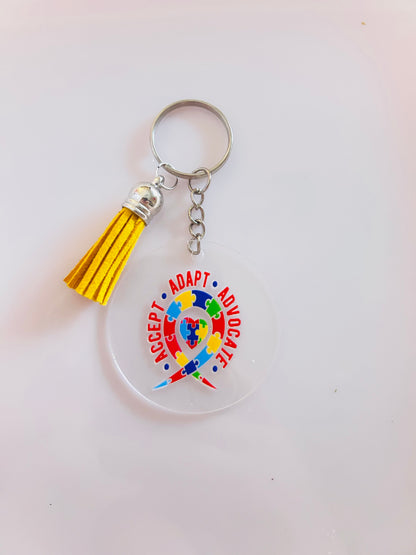 Acrylic Autism Awareness Keyring