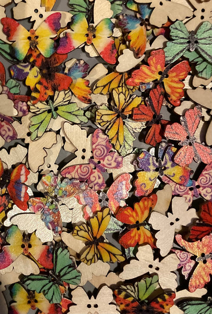 Colourful Wooden Butterfly Buttons