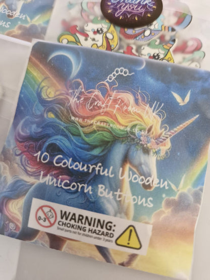 Colourful Wooden Unicorn Buttons