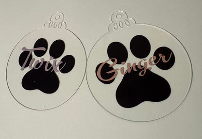 Personalised Paw Print Christmas Decorations