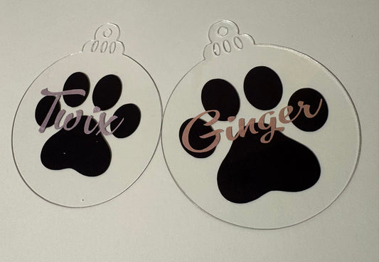 Personalised Paw Print Christmas Decorations