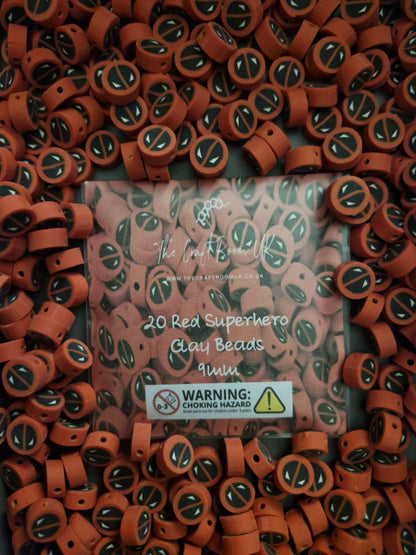 Red and Yellow Superhero Polymer Clay Beads