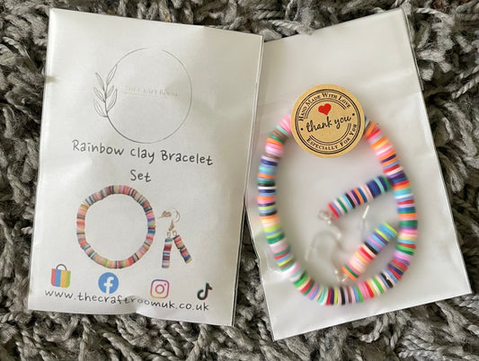 Boho Rainbow Clay jewellery Set