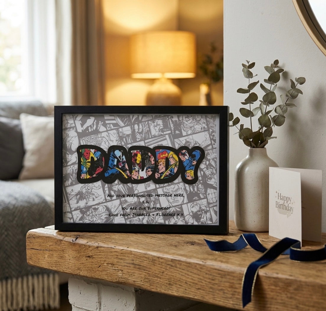 Personalised Superhero Name Art A4 Frame