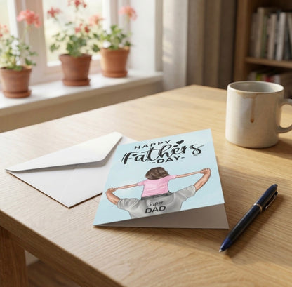 Fathers Day Card - Super dad/Daughter (Brunette)