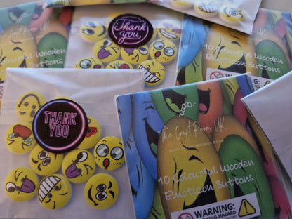 Colourful Wooden Emoticons Buttons