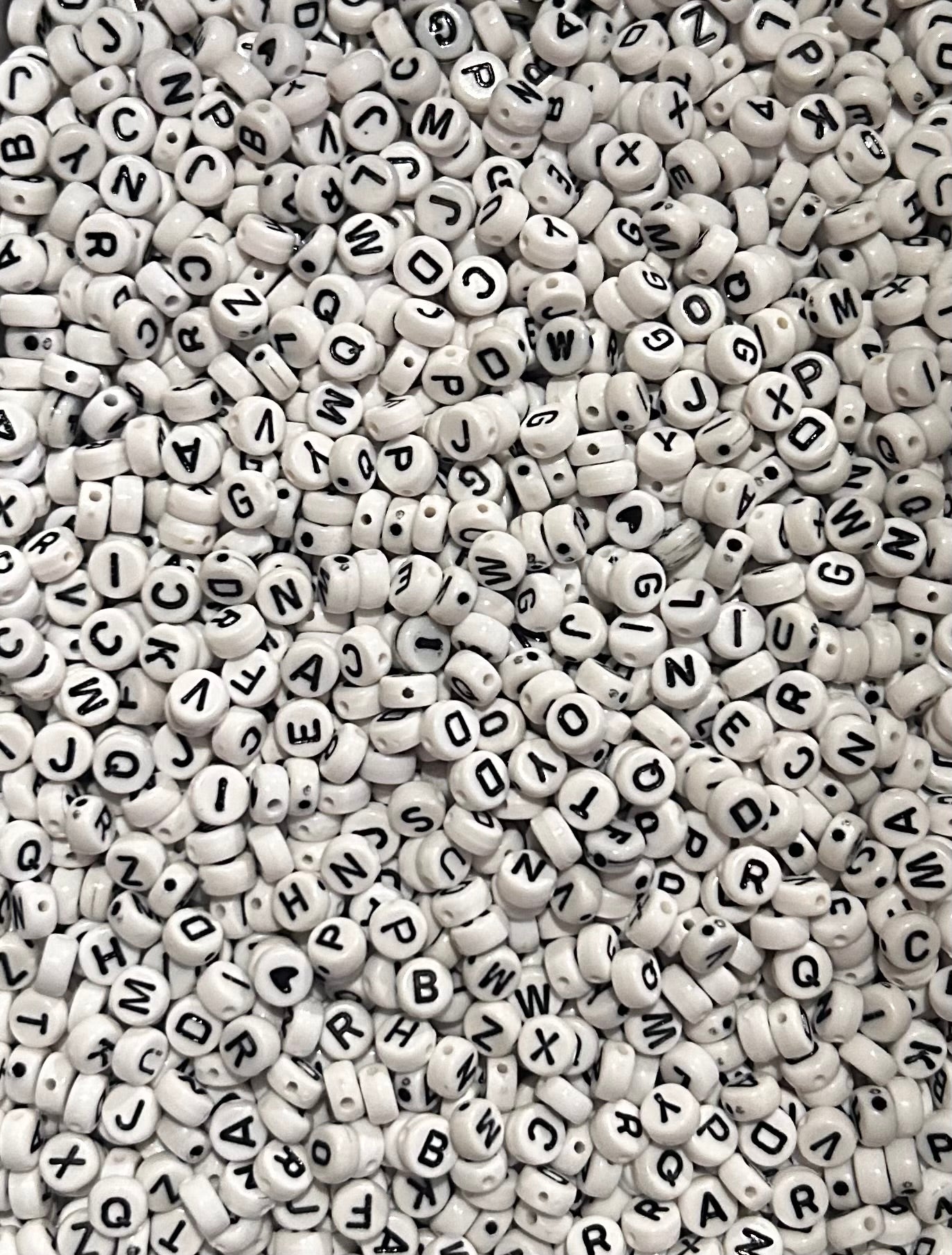 White Alphabet Beads